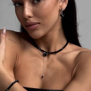 Кольє Black Crystal (срібний колір)