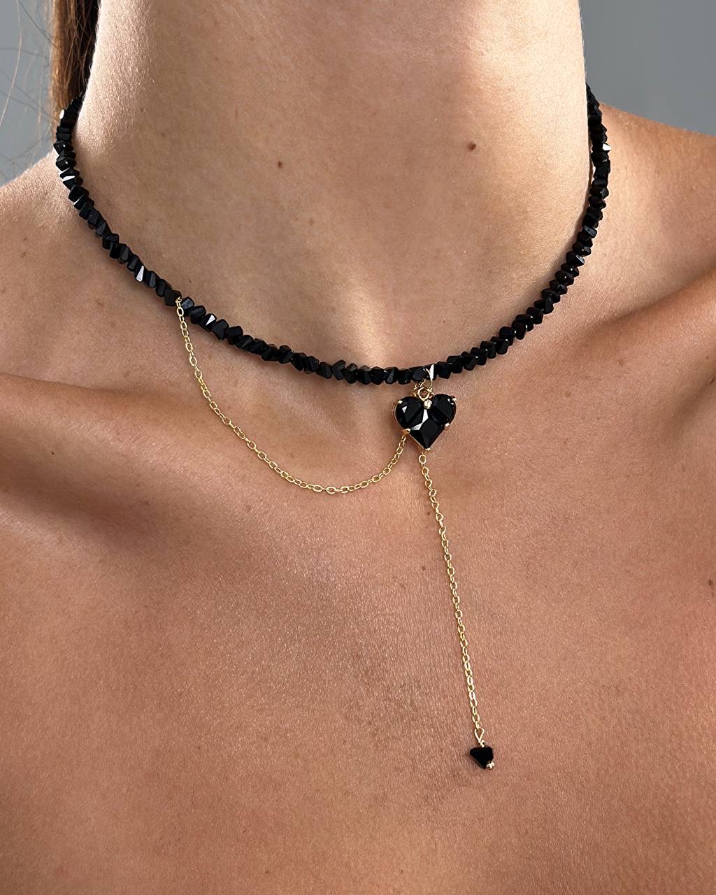 Кольє Black Crystal (золотий колір) - Зображення 4