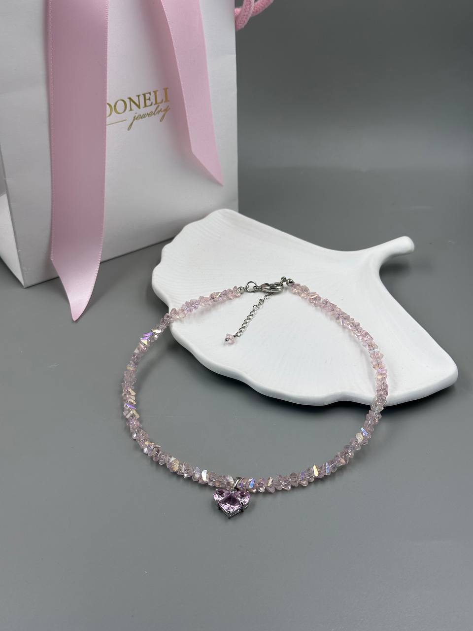 Кольє Pink Sugar (срібний колір)