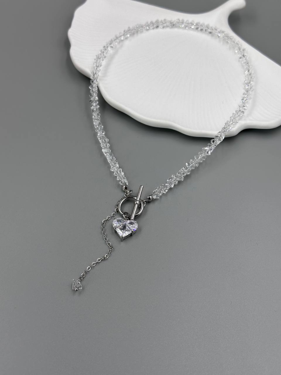 Кольє Біла Орхідея (срібний колір) - Зображення 2