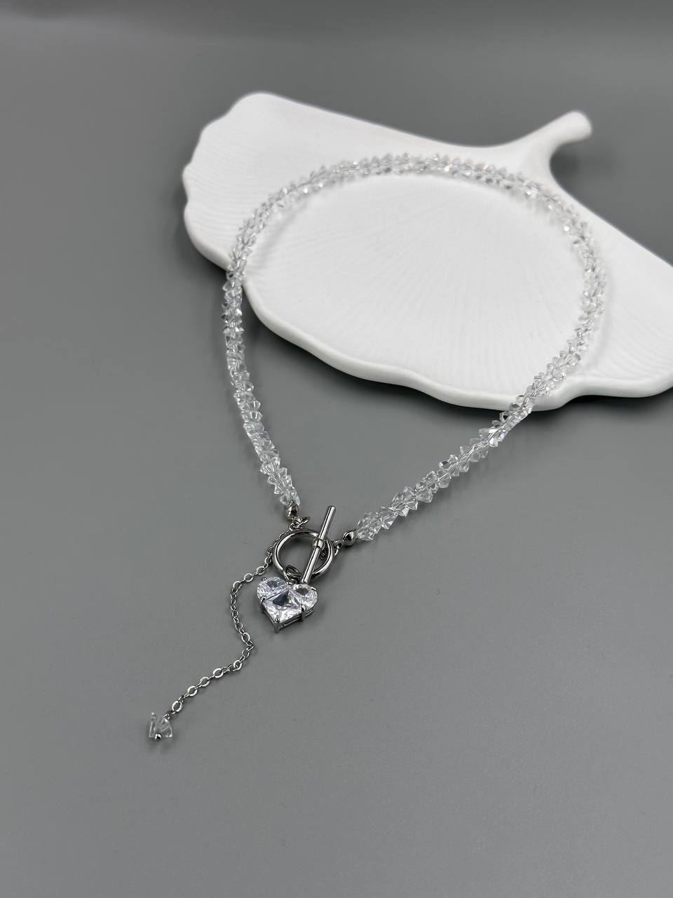 Кольє Біла Орхідея (срібний колір)