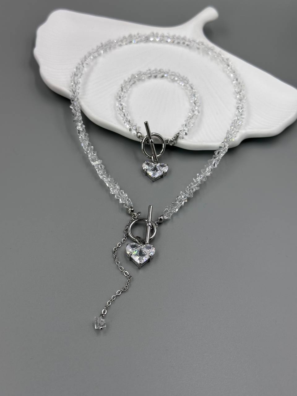 Кольє Біла Орхідея (срібний колір) - Зображення 4