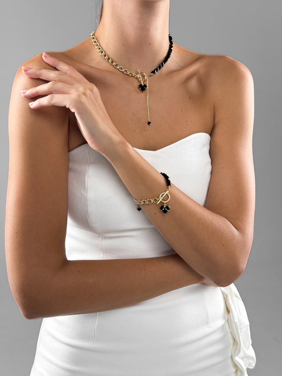 Браслет Vanessa з чорного кришталю (золотий колір) - Зображення 6